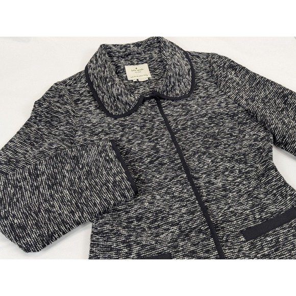 Kate Spade Tweed Button Up Jacket Blazer‎ Size 0 Womans Coat Black Gray - Picture 3 of 10